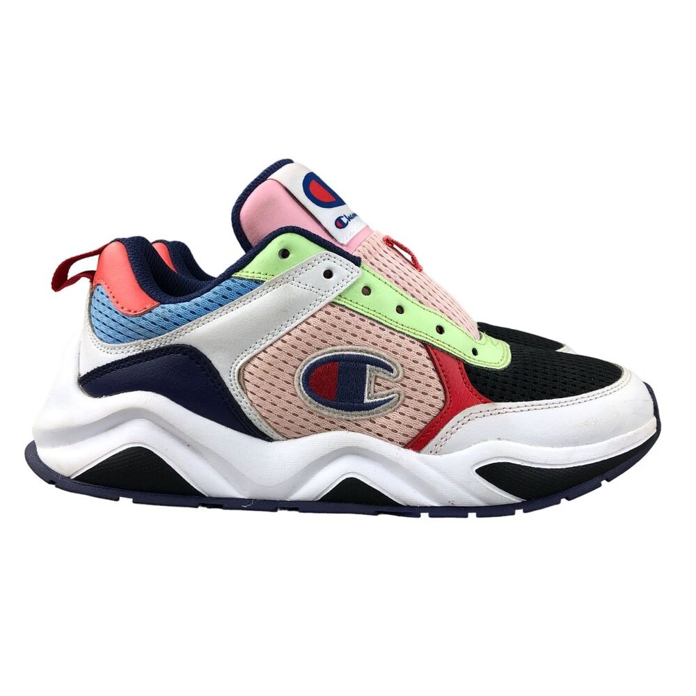 Champion Women's Size 7 93 Eighteen SP Block Black Pink Leather Sneakers Shoes